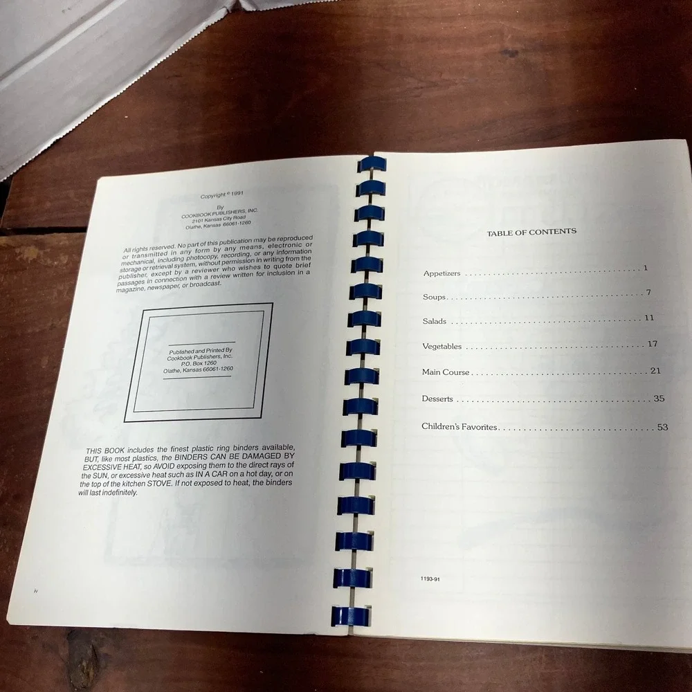 The Cafe Arrowhead 1991-1992 Arrowhead PTA Cookbook Recipes Spiral Bound
